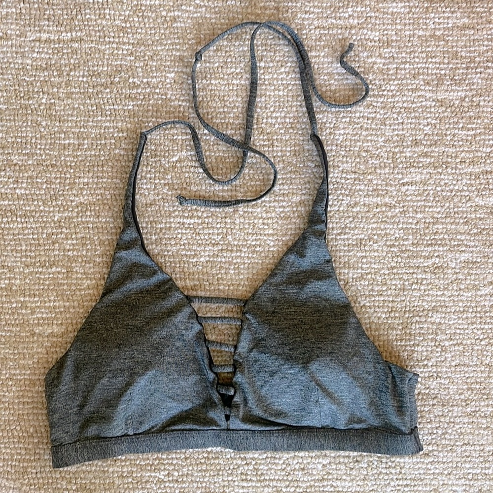 Heat brand size medium charcoal gray triangle halter swim top